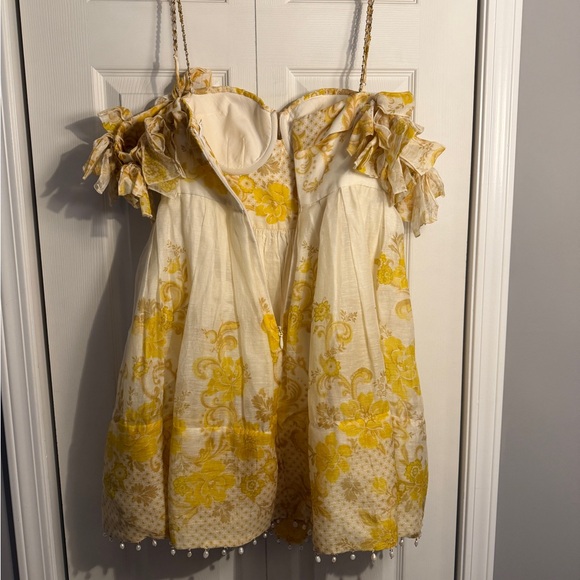Zimmermann Postcard Bow Bodice Mini Dress. Yellow. No Belt. Size 3 US10 - Picture 8 of 16